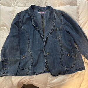 Denim Blazer Jacket in Medium Blue